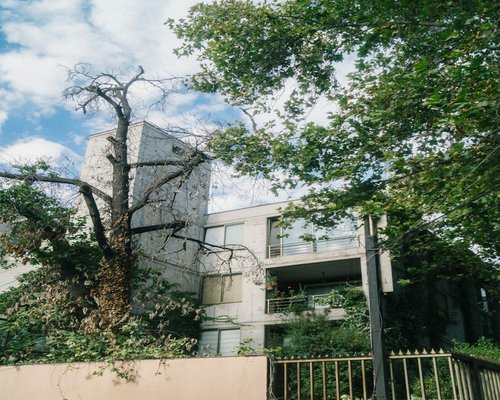 View of Santiago city buildings and trees